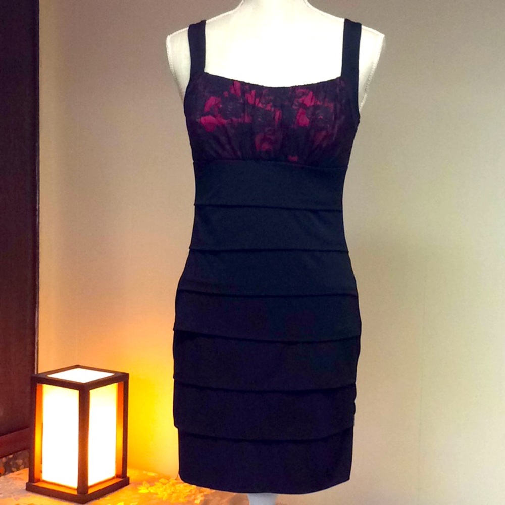 Black Strap Mini Dress w Built in Bra